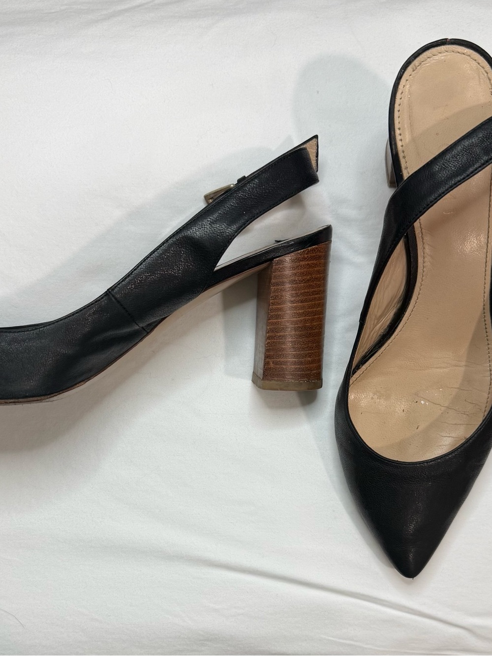 M Gemi Black Pointed-Toe Slingback Heels EU 39